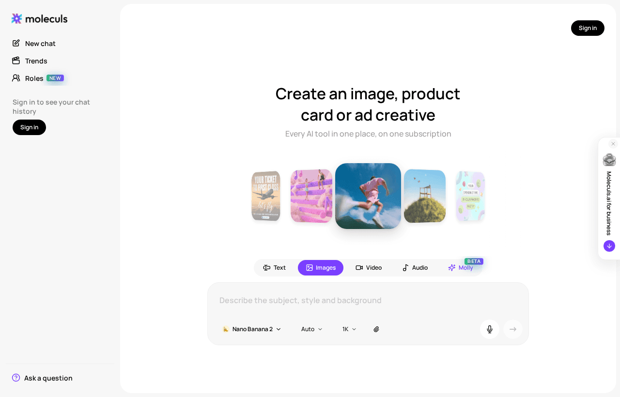 Prompt field and image model picker