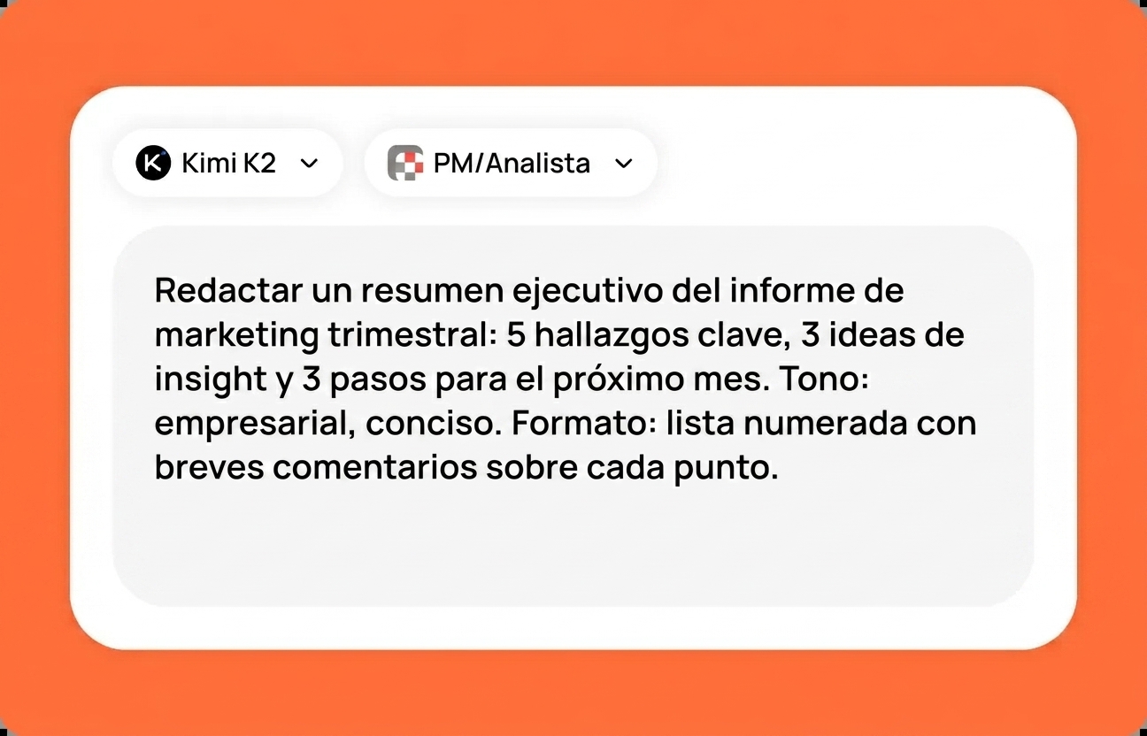 Describe tu tarea para Kimi K2