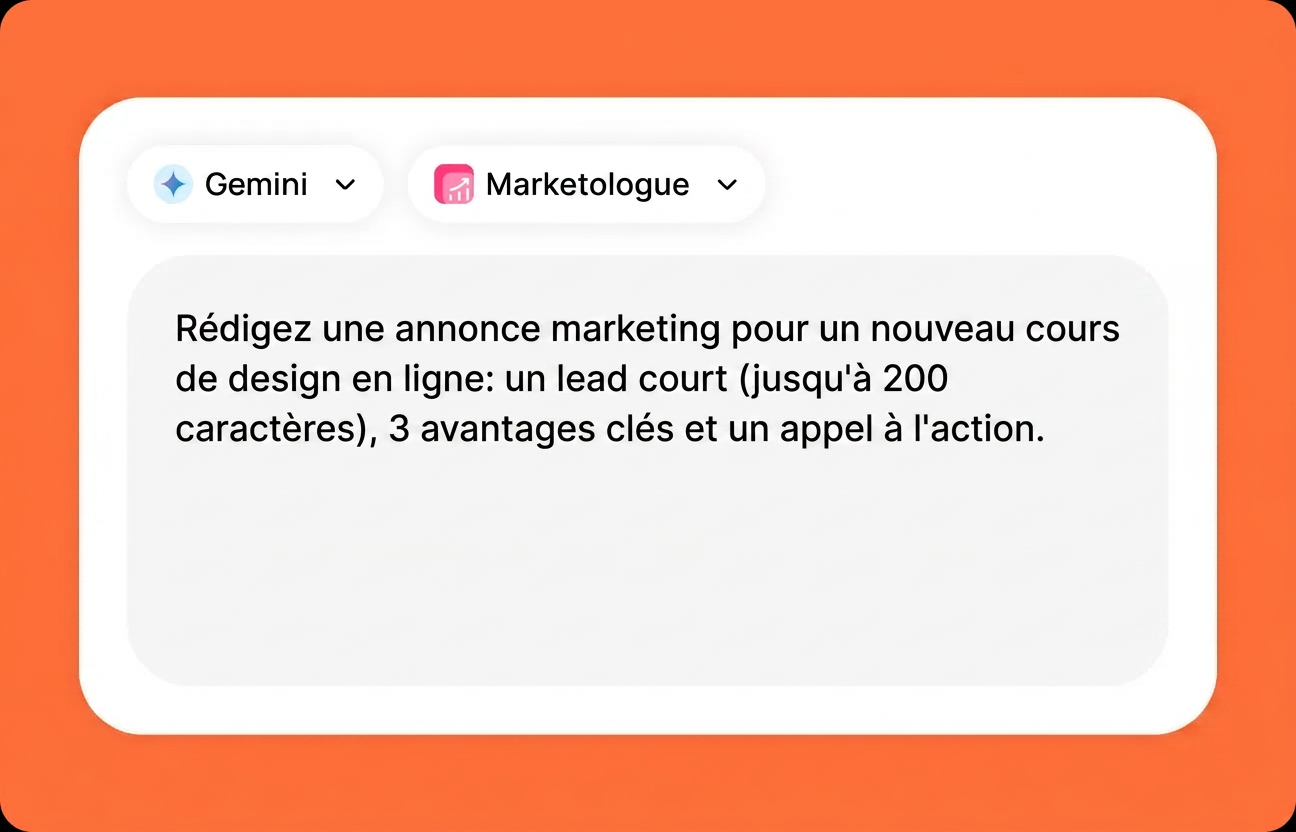 Saisissez votre instruction dans Gemini en ligne