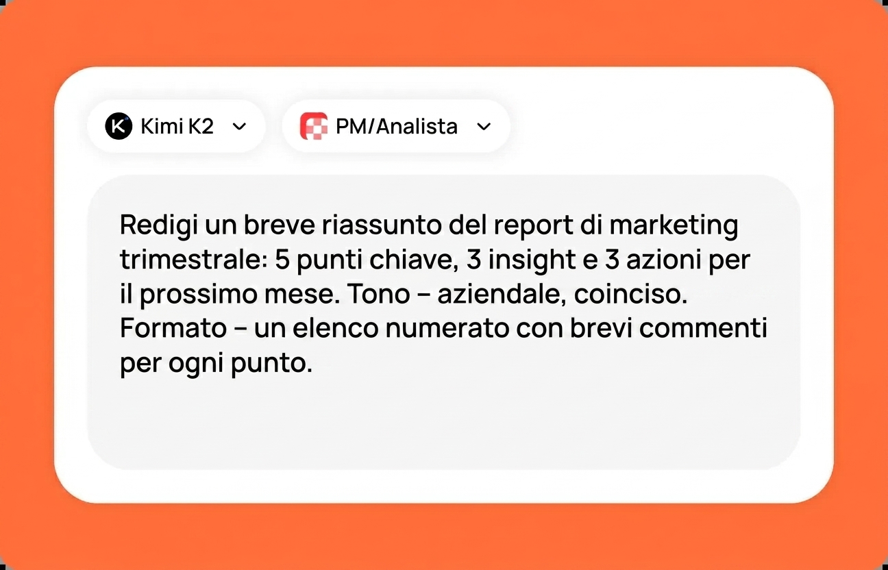 Descrivi il tuo compito per Kimi K2