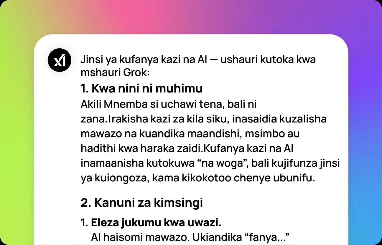 Pata matokeo yako kutoka kwa Grok