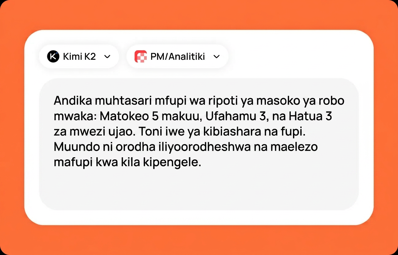 Elezea kazi yako kwa Kimi K2