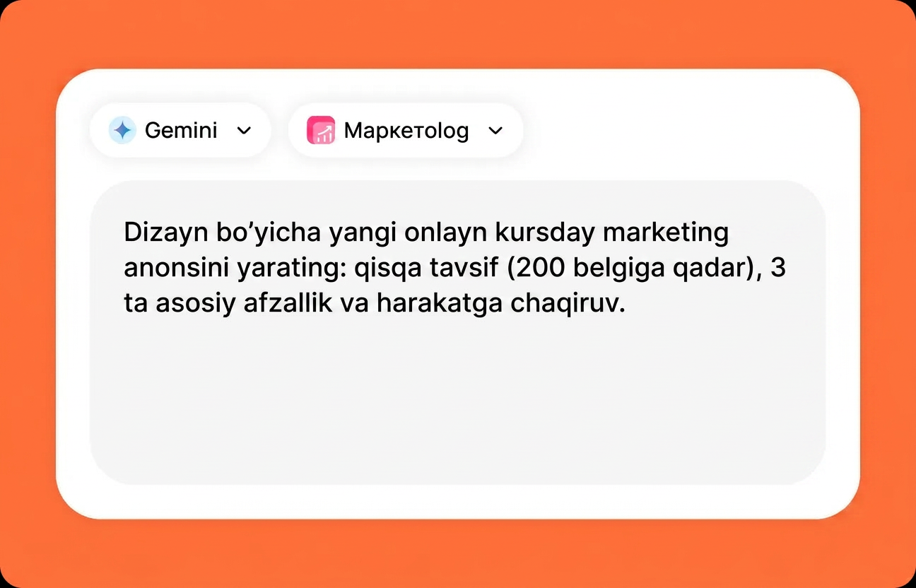 Gemini onlayn ilovasiga so'rovingizni kiriting