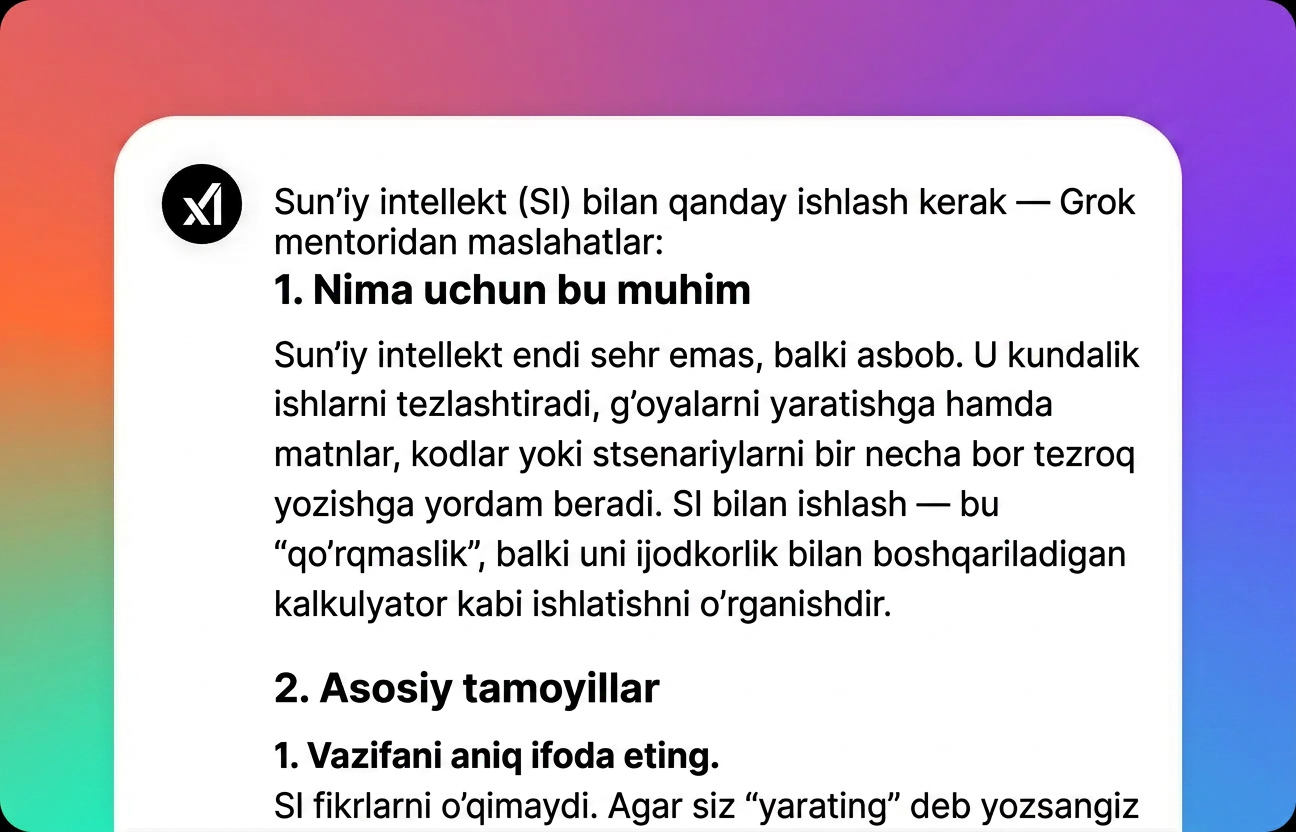 Natijangizni Grok'dan oling